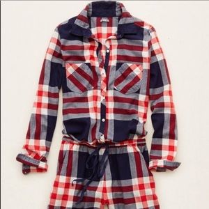 ❤️AERIE PLAID LONG SLEEVE ROMPER❤️
